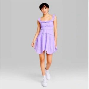 Wild Fable Ruffle Tiered Dress purple Lavender size MED on off shoulder spandex
